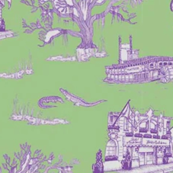 KATIE KIME New Orleans Toile pajama set in green and purple Mardi Gras - Picture 8 of 13